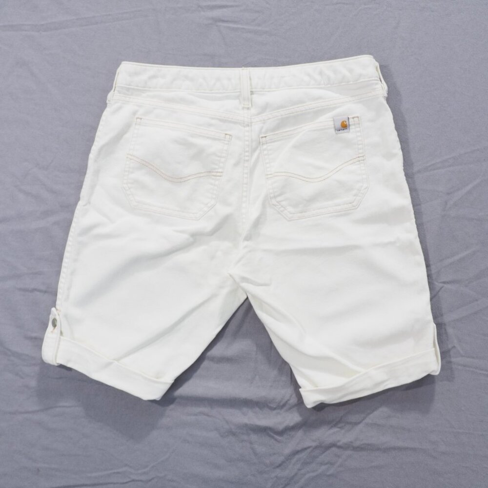 Carhartt Shorts Womens White 10 Bermuda Stretch Work Street Utility WB076 ANW - Picture 2 of 10